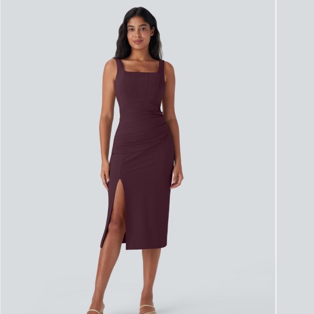 HALARA Purple Sheath Midi Dress with Slit